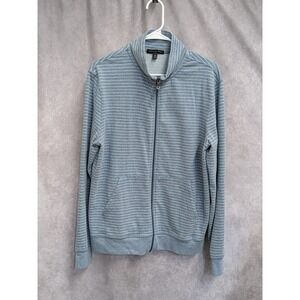 Banana Republic Mens Blue Striped Full Zip Mock Neck Sweatshirt Jacket Size M